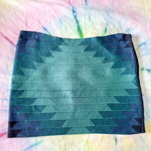 Haute Hippie Bandage Mini Skirt Teal Navy Gradient Bodycon Stretch Size Medium